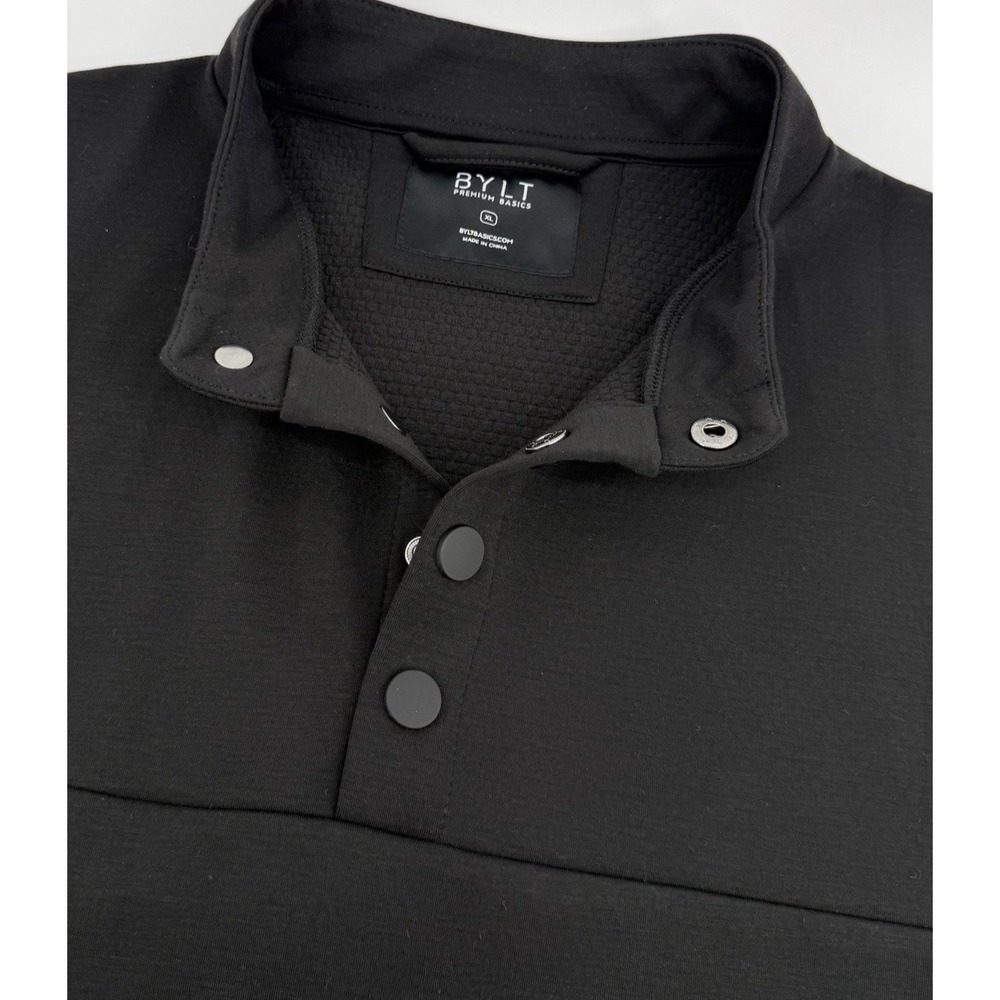 BYLT Premium Basics Pullover XL Black Snap Neck Waffle Lined‎ Athleisure Golf